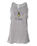 Racerback, Bee Happy,  Soft Bella Canvas, Sublimation, Bee Lover, Bee Tank Top, Bumble Bee, Honey Bee, Be Happy Shirt, Happniess, Inspire T - Chase Me Tees LLC