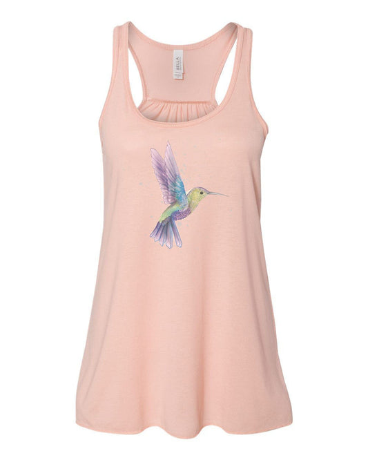 Hummingbird Tank Top, Watercolor Hummingbird, Soft Bella Canvas, Sublimation, Racerback, Hummingbird Shirt, Bird Lover, Racerback Tank, Bird - Chase Me Tees LLC
