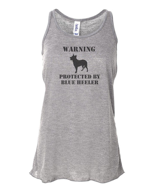 Racerback, Blue Heeler Mom, Warning Protected By Blue Heeler, Bella Canvas, Sublimation, Blue Heeler Owner, Gift For Her, Workout Clothes - Chase Me Tees LLC