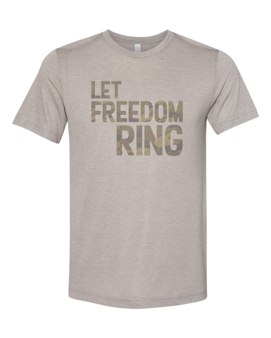 Camo Print, Let Freedom Ring, 4th Of July Tee, Unisex, Sublimation T, Camo Shirt, Independence Day, 4th Of July Shirt, Freedom, Soft Bella T - Chase Me Tees LLC