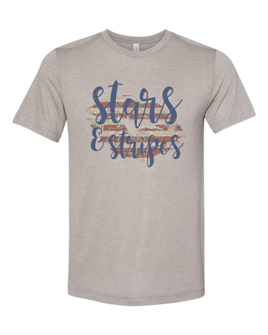 4th Of July Shirt, Stars and Stripes Lips, Women's 4th Of July Tee, Independence Day T, Gift For Her, Fireworks, Stars and Stripes Shirt - Chase Me Tees LLC