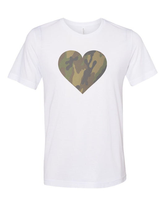 Camo Heart, Camo Shirt, Sublimation, Soft Bella T, Gift For Her, Camo Print, Heart Shirt, Mom Shirt, Camo Print Heart, Love, Unisex T - Chase Me Tees LLC