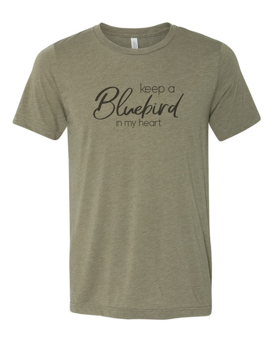 Keep A Bluebird In My Heart, Country Music Tee, Sublimation T, Gift For Her, Country Concert Shirt, Country Festival, Soft Bella T, Music - Chase Me Tees LLC