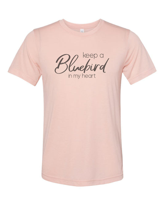 Keep A Bluebird In My Heart, Country Music Tee, Sublimation T, Gift For Her, Country Concert Shirt, Country Festival, Soft Bella T, Music - Chase Me Tees LLC