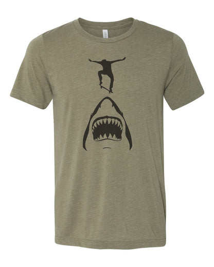 Skateboard Shirt, Skate Over Shark, Unisex, Sublimation T, Skateboard Apparel, Skate Life, Skating T-shirt, Gift For Skater, Skater Shirt - Chase Me Tees LLC