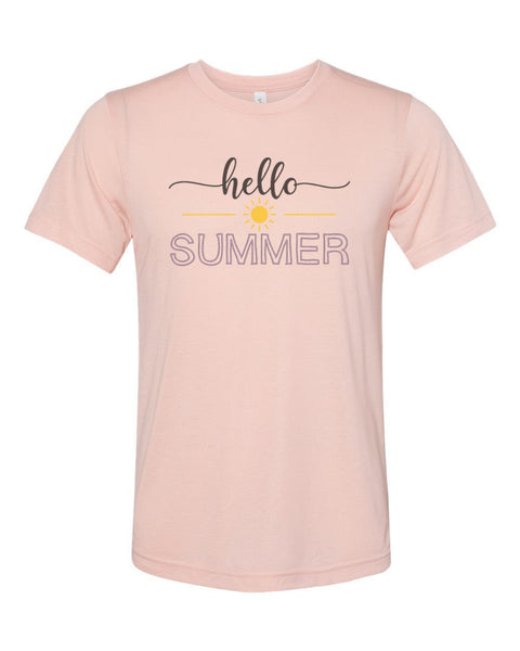 Hello Summer, Summer T, Unisex, Soft Bella Canvas, Sublimation, Summer Apparel, Gift For Her, Seasons, Summer Shirt, I Love Summer, Summer - Chase Me Tees LLC