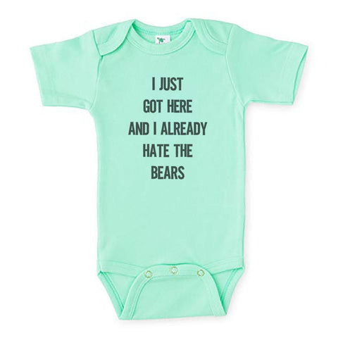 Packers Onesie, I Just Got Here And I Already Hate The Bears, Lions Football, Vikings Onesie, Lions Onesie, Green Bay Onesie, Packers Baby - Chase Me Tees LLC