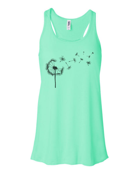 Dandelion Tank, Dandelion, Soft Bella Canvas, Racerback, Muscle Tank, Workout Top, Gift For Her, Gym Tank, Sublimation, Dandelion Racerback - Chase Me Tees LLC