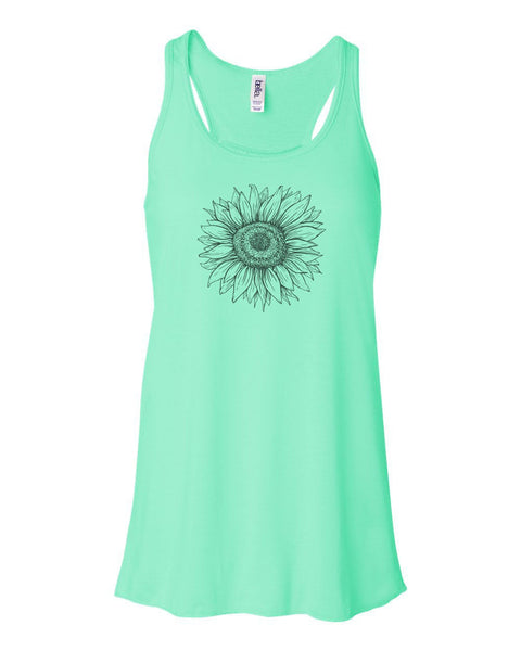 Sunflower Tank Top, Racerback, Sunflower Lover, Nature Tank, Racerback Tank Top, Sublimation, Workout Top, Soft Bella Tank, Gift For Her - Chase Me Tees LLC