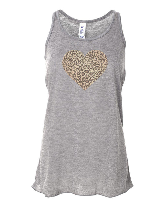 Leopard Heart, Leopard Tank Top, Racerback Tank Top, Sublimation, Boho Racerback, Boho Tank, Workout Top, Soft Bella Tank, Gift For Her - Chase Me Tees LLC
