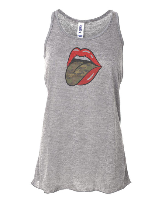 Racerback, Camo Tongue, Racerback Tank, Tongue, Bella Canvas, Sublimation, Tongue Out, Trendy Tops, Ladies, Gift For Her, Workout Clothes - Chase Me Tees LLC