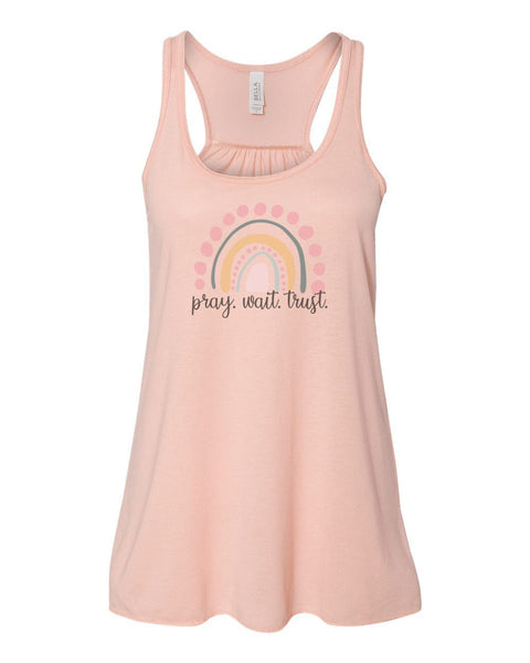 Racerback, Pray Wait Tust, Christian Tank Top, Religious, Bella Canvas, Sublimation, Trendy Tops, Ladies, Gift For Her, Workout Clothes - Chase Me Tees LLC