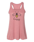 Racerback, Bee Happy,  Soft Bella Canvas, Sublimation, Bee Lover, Bee Tank Top, Bumble Bee, Honey Bee, Be Happy Shirt, Happniess, Inspire T - Chase Me Tees LLC