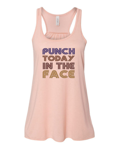 Women's Boxing Tank, Punch Today In The Face, Boxing Racerback, Muscle Tank, Soft Bella Canvas, Boxing Apparel, Workout Clothes, Gym Tank - Chase Me Tees LLC