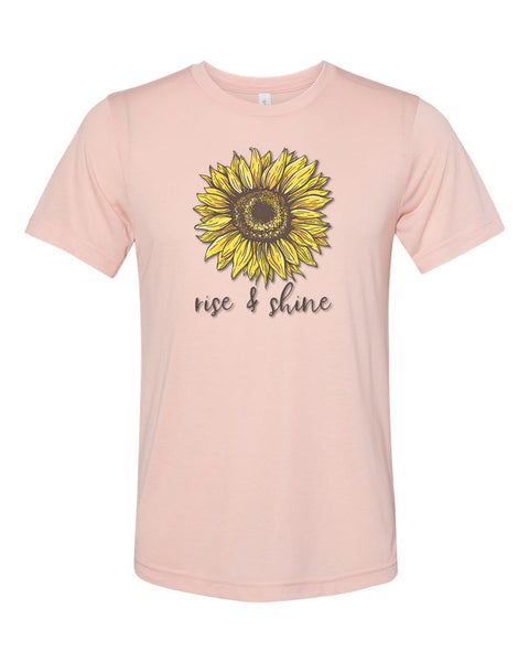 Sunflower Shirt, Rise And Shine, Soft Bella Canvas, Sublimation, Inspirational Shirt, Rise And Shine Shirt, Gift For Her, Sunflower Tee - Chase Me Tees LLC