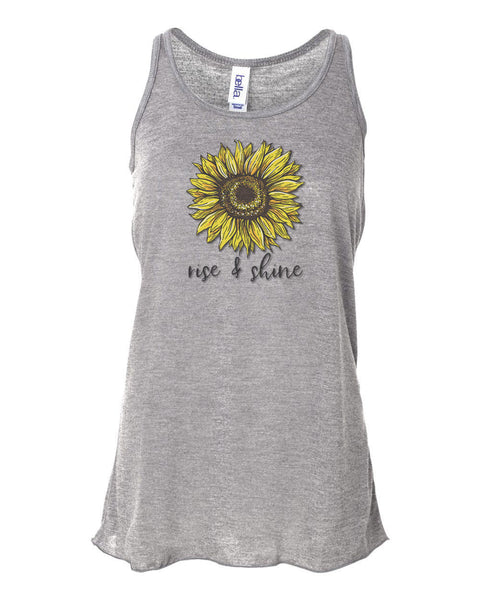 Sunflower Tank, Rise And Shine, Women's Racerback, Soft Bella Tank, Sunflower Shirt, Muscle Tank, Rise And Shine Shirt, Workout Shirt, Tanks - Chase Me Tees LLC