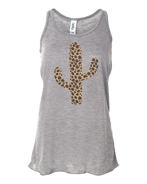Cactus Tank Top, Leopard Cactus, Soft Bella Tank, Racerback, Cactus Shirt, Muscle Tank, Workout Shirt, Leopard Print, Leopard Tee, Gym Top - Chase Me Tees LLC