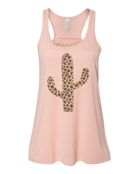 Cactus Tank Top, Leopard Cactus, Soft Bella Tank, Racerback, Cactus Shirt, Muscle Tank, Workout Shirt, Leopard Print, Leopard Tee, Gym Top - Chase Me Tees LLC
