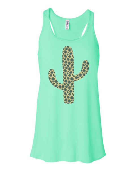 Cactus Tank Top, Leopard Cactus, Soft Bella Tank, Racerback, Cactus Shirt, Muscle Tank, Workout Shirt, Leopard Print, Leopard Tee, Gym Top - Chase Me Tees LLC