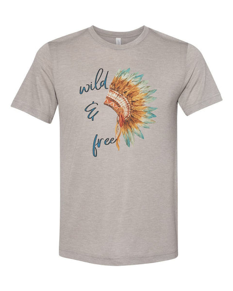 Boho Shirt, Wild And Free Shirt, War Bonnet, Unisex Tee, Soft Bella Canvas, Indian Headdress, Native American Shirt, Indian Bonnet, Wild - Chase Me Tees LLC