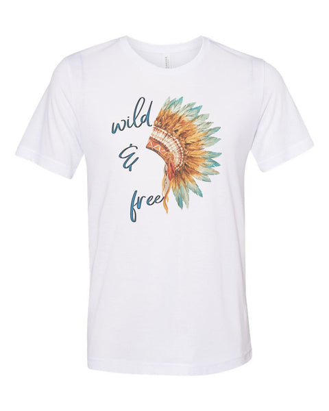 Boho Shirt, Wild And Free Shirt, War Bonnet, Unisex Tee, Soft Bella Canvas, Indian Headdress, Native American Shirt, Indian Bonnet, Wild - Chase Me Tees LLC
