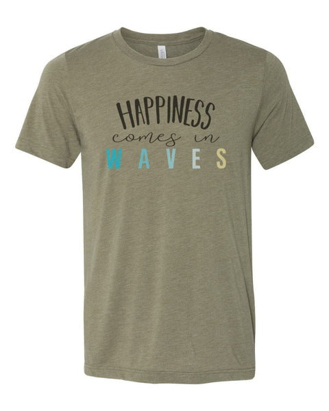 Beach Shirt, Happiness Comes In Waves, Happiness T, Unisex, Sublimation T, Soft Bella Canvas, Vacation Shirt, Gift For Her, Beach Girl, Sea - Chase Me Tees LLC