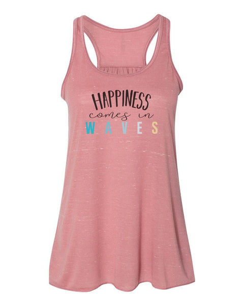 Beach Tank, Happiness Comes In Waves, Muscle Tank, Soft Bella Canvas, Sublimation, Womens Tank, Happiness, Ocean Tank, Vacation Shirt, Waves - Chase Me Tees LLC