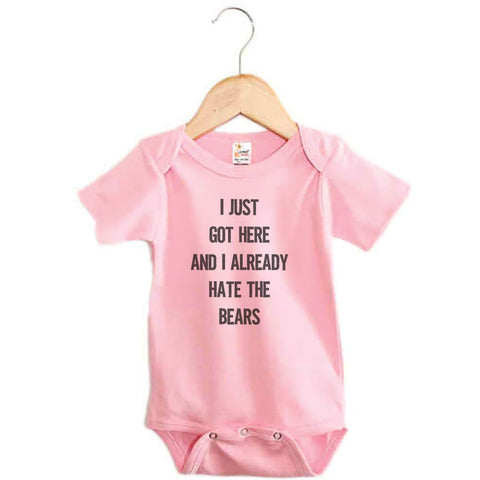 Packers Onesie, I Just Got Here And I Already Hate The Bears, Lions Football, Vikings Onesie, Lions Onesie, Green Bay Onesie, Packers Baby - Chase Me Tees LLC