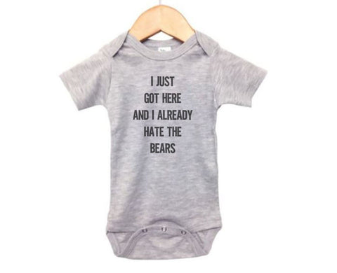 Packers Onesie, I Just Got Here And I Already Hate The Bears, Lions Football, Vikings Onesie, Lions Onesie, Green Bay Onesie, Packers Baby - Chase Me Tees LLC
