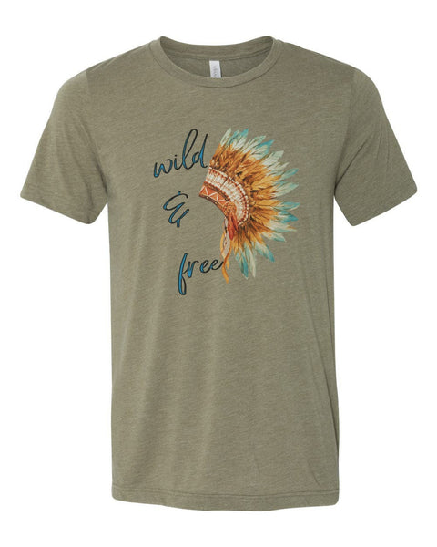 Boho Shirt, Wild And Free Shirt, War Bonnet, Unisex Tee, Soft Bella Canvas, Indian Headdress, Native American Shirt, Indian Bonnet, Wild - Chase Me Tees LLC
