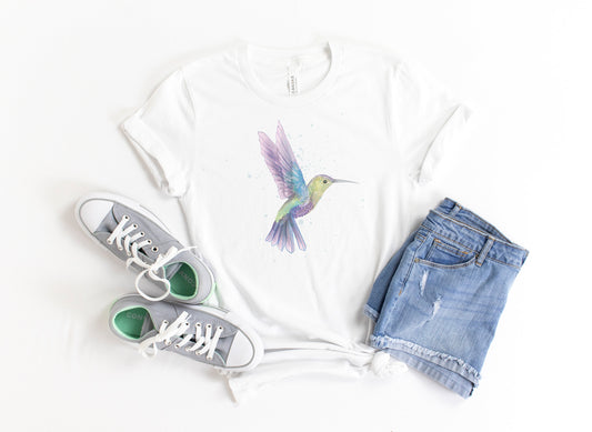 Hummingbird Shirt, Watercolor Hummingbird, Unisex, Soft Bella Canvas, Vintage T, Retro, Gift For Her, Hummingbird Lover, Bird Shirt, Trendy - Chase Me Tees LLC