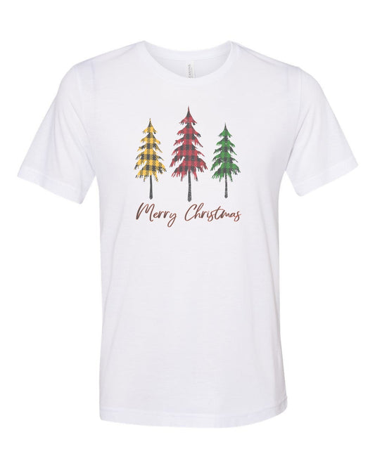 Merry Christmas Shirt, Plaid Christmas Tree, Unisex Fit, Christmas Shirt, Sublimation, Soft Bella T, Holiday Tee, Christmas Gift, Santa Tee - Chase Me Tees LLC