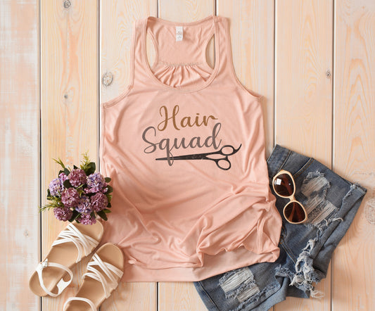 Hair Stylist Tank, Hair Squad, Racerback, Gift For Hair dresser, Beautician Shirt, Gift For Her, Salon Shirt, Hairdresser Tank, Stylist - Chase Me Tees LLC