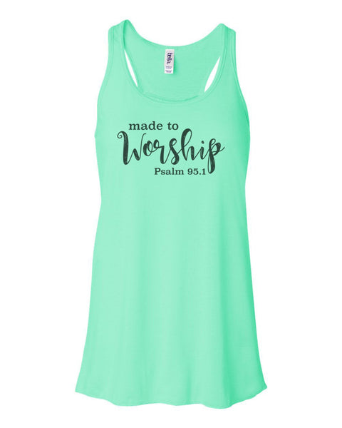 Made To Worship Tank Top, Women's Racerback, Christian Racerback, Christian Apparel, Jesus Shirt, Religious Tank Top, Worship, Faith, Praise - Chase Me Tees LLC