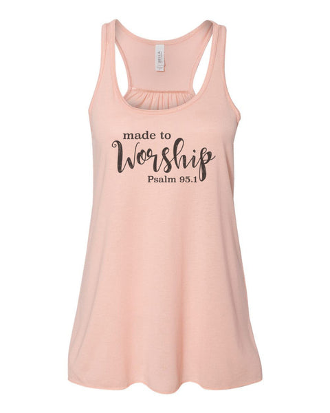 Made To Worship Tank Top, Women's Racerback, Christian Racerback, Christian Apparel, Jesus Shirt, Religious Tank Top, Worship, Faith, Praise - Chase Me Tees LLC