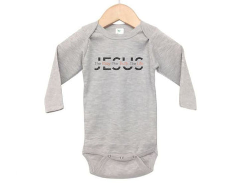 Jesus Onesie, Jesus The Way, The Truth, The Life, Christian Onesie, Baby Christian Outfit, Baby Shower Gift, Newborn Christian Outfit - Chase Me Tees LLC