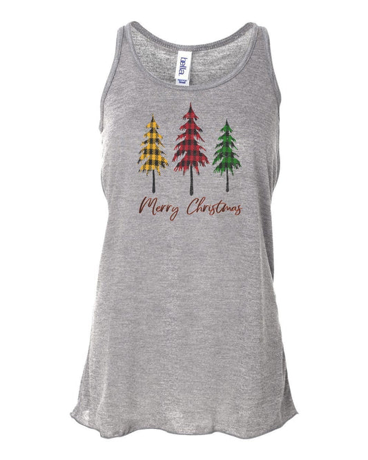 Christmas Tank Top, Merry Christmas, Christmas Racerback, Soft Bella Canvas, Sublimation, Buffalo Plaid, Christmas Tree Shirt, Gift For Her - Chase Me Tees LLC