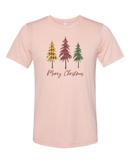 Merry Christmas Shirt, Plaid Christmas Tree, Unisex Fit, Christmas Shirt, Sublimation, Soft Bella T, Holiday Tee, Christmas Gift, Santa Tee - Chase Me Tees LLC