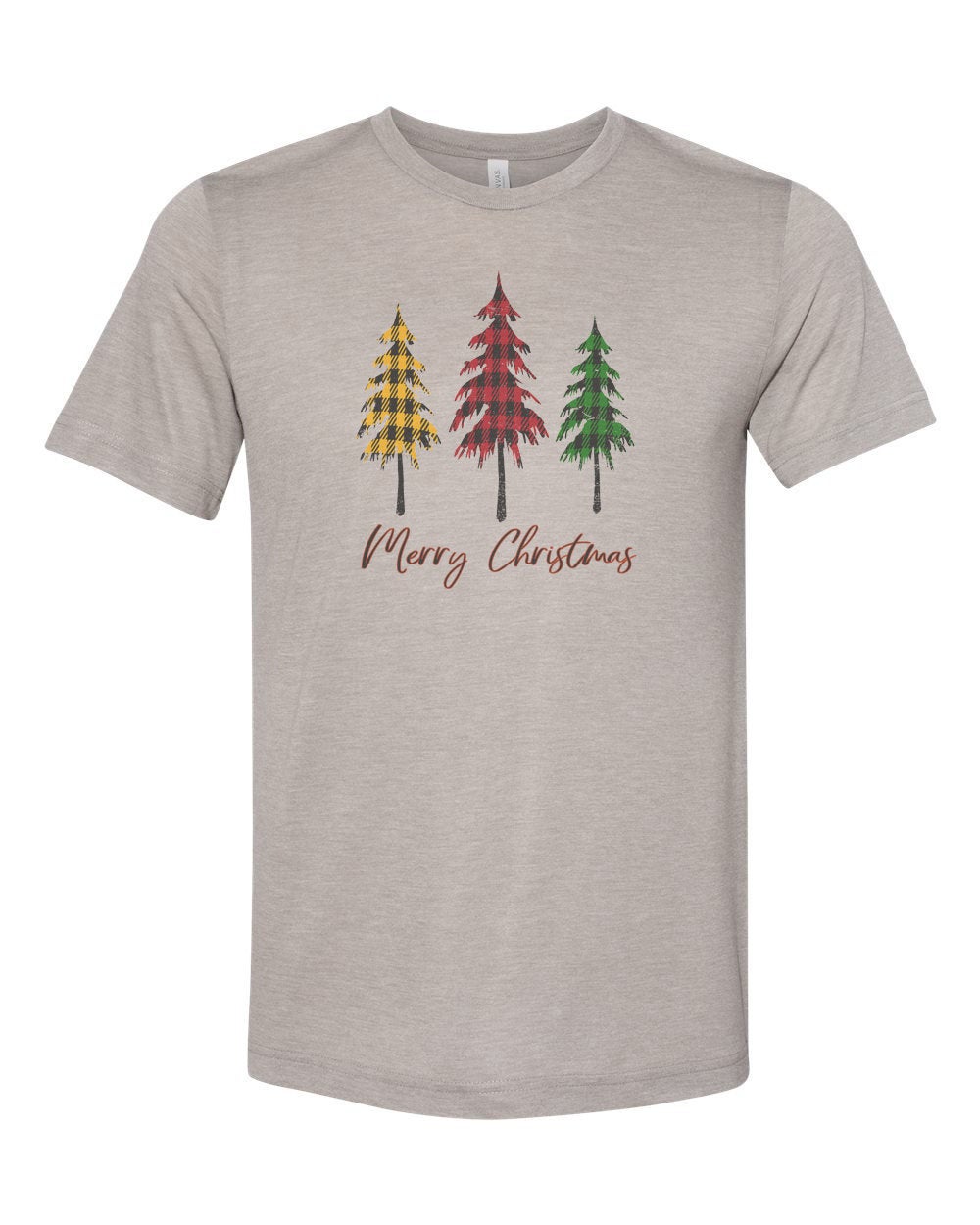 Merry Christmas Shirt, Plaid Christmas Tree, Unisex Fit, Christmas Shirt, Sublimation, Soft Bella T, Holiday Tee, Christmas Gift, Santa Tee - Chase Me Tees LLC