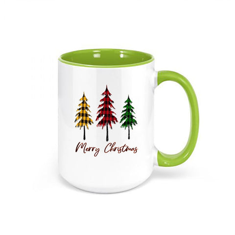 Merry Christmas Mug, Christmas Mug, Plaid Christmas Tree, Christmas Coffee Mug, Plaid Mug, Buffalo Plaid Mug, Christmas Cup, 15oz - Chase Me Tees LLC