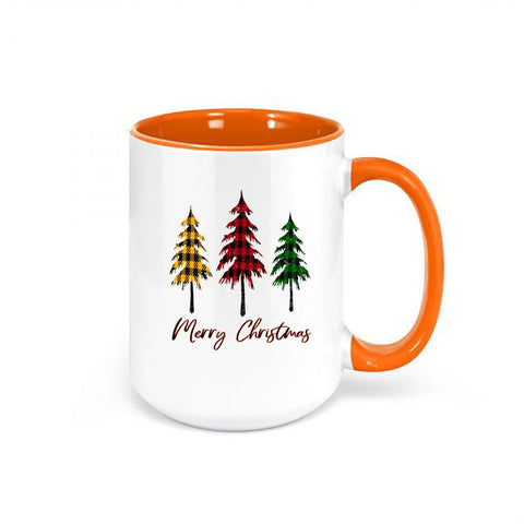 Merry Christmas Mug, Christmas Mug, Plaid Christmas Tree, Christmas Coffee Mug, Plaid Mug, Buffalo Plaid Mug, Christmas Cup, 15oz - Chase Me Tees LLC