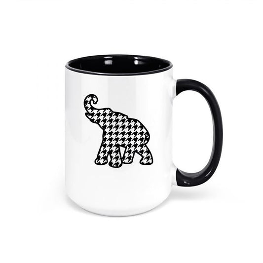 Alabama Mug, Houndstooth Elephant, Roll Tide Mug, Alabama Football, Houndstooth Mug, Football Cup, Alabama Cup, Gift For Him, Birthday Gift - Chase Me Tees LLC