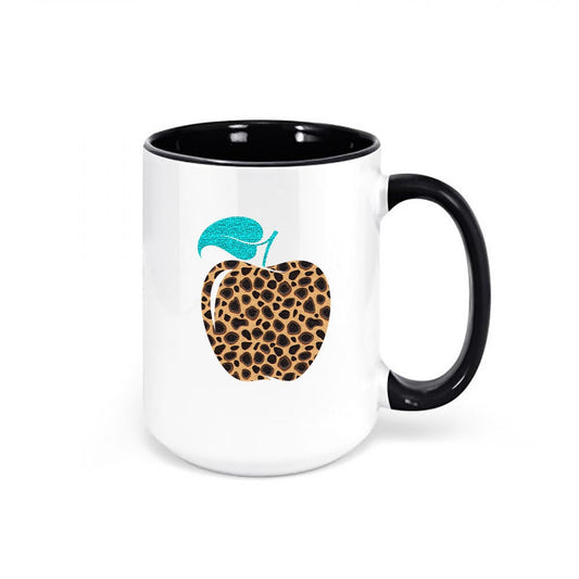 Leopard Mug, Gift For Teacher, Leopard Apple, Teacher Coffee Cup, Leopard Print Mug, Apple Mug, Teacher Mug, Boho Coffee Cup, Boho Mug - Chase Me Tees LLC