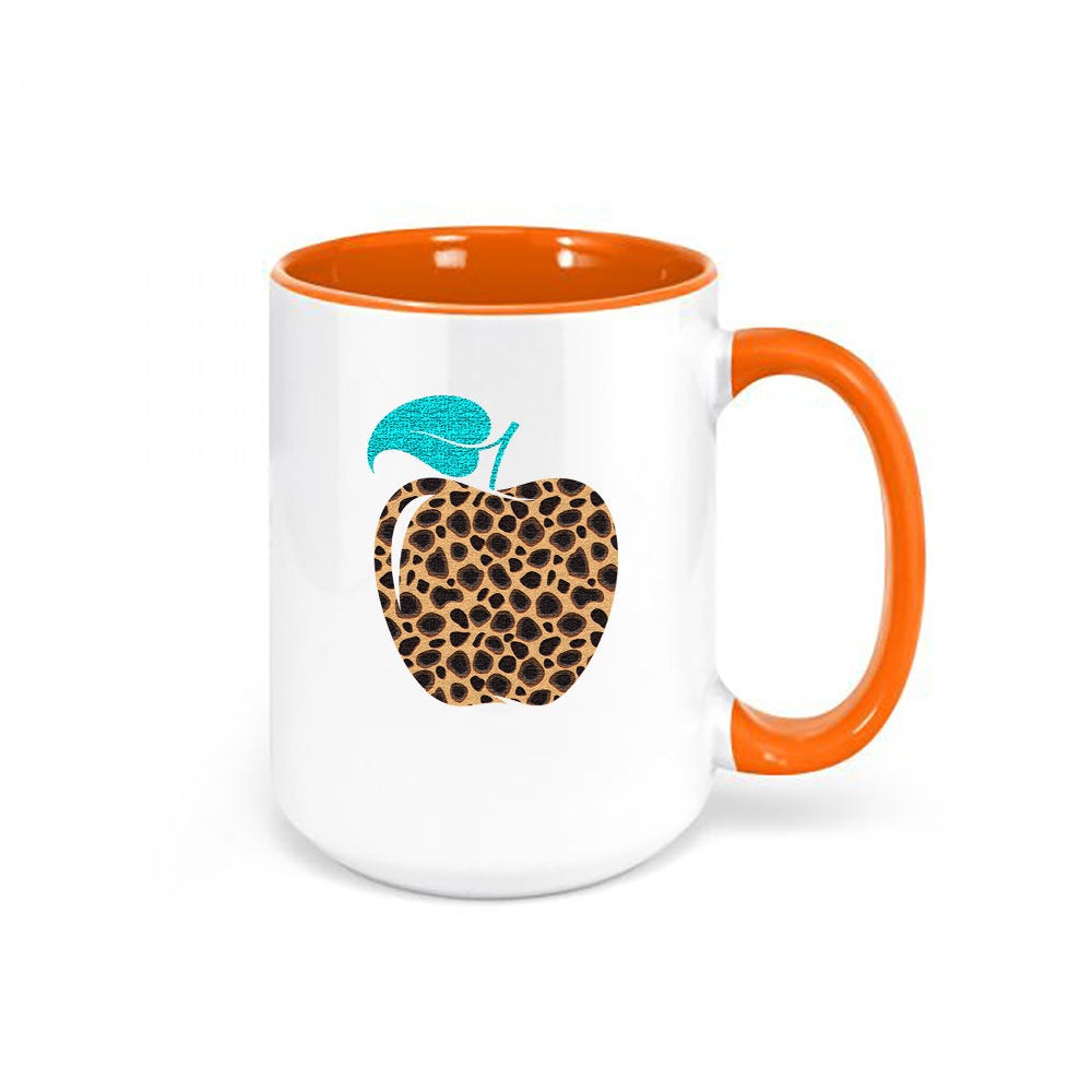 Leopard Mug, Gift For Teacher, Leopard Apple, Teacher Coffee Cup, Leopard Print Mug, Apple Mug, Teacher Mug, Boho Coffee Cup, Boho Mug - Chase Me Tees LLC
