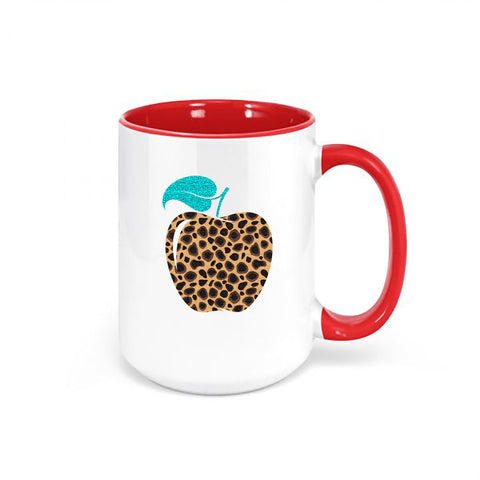 Leopard Mug, Gift For Teacher, Leopard Apple, Teacher Coffee Cup, Leopard Print Mug, Apple Mug, Teacher Mug, Boho Coffee Cup, Boho Mug - Chase Me Tees LLC