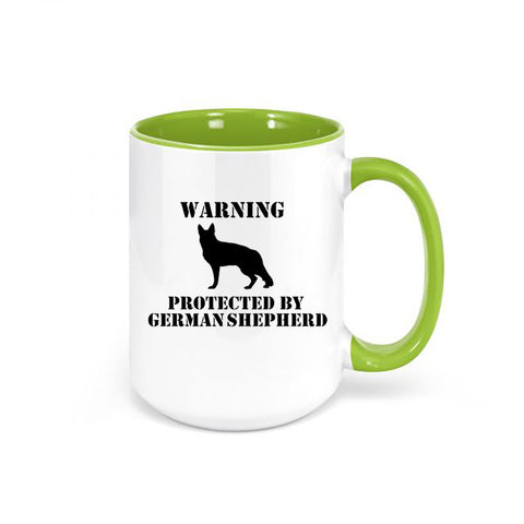 German Shepherd Mug, Warning Protected By German Shepherd, K-9 Mug, Sublimated Mugs, Gift For Her, Birthday Idea, German Shepherd Cup - Chase Me Tees LLC