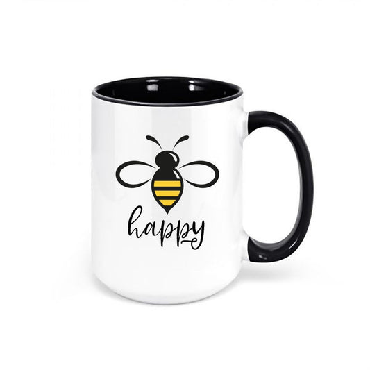 Bee Happy Coffee Mug, Bee Happy, Bee Lover, Bumble Bee Cup, Gift For Bee Lover, Honey Bee Mug, Birthday Gift Idea, Sublimated Mug, Bees - Chase Me Tees LLC