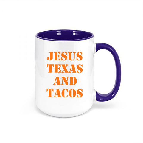 Texas Coffee Mug, Jesus Texas And Tacos, TX Mug, Taco Mug, Gift For Texan, Sublimated Mug, Jesus Mug, Christian Coffee Cup, TX Cup, Texan - Chase Me Tees LLC