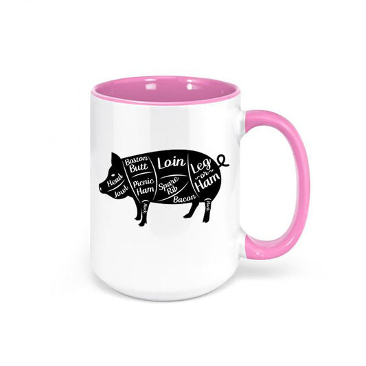 Pig Coffee Cup, Pig Cuts, Pig Coffee Mug, Pig Cup, Pig Farmer, Gift For Pig Farmer, Sublimated Design, Pig Lover, Gift For Him, Swine Farmer - Chase Me Tees LLC