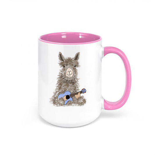 Llama Coffee Cup, Ukulele Llama, Llama Mug, Gift For Llama Lover, Llama Cup, Sublimated Design, Gift For Her, Ukulele Mug, Ukulele Player - Chase Me Tees LLC